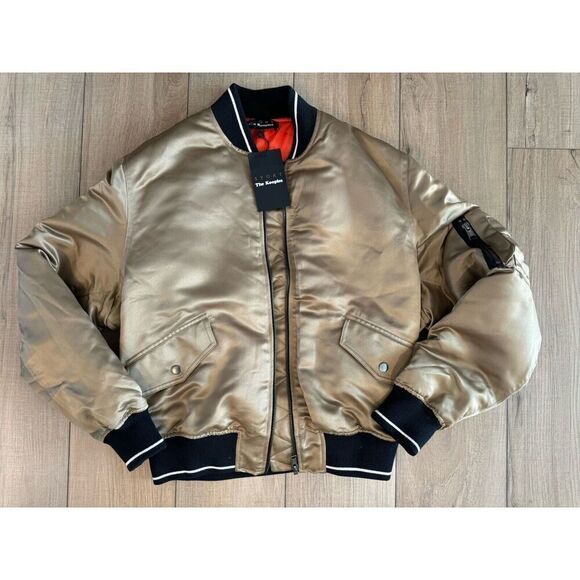 The Kooples Sport Gold Bomber Jacket blouson Women’s M Medium Chic NWT MSRP$450 - Picture 1 of 8